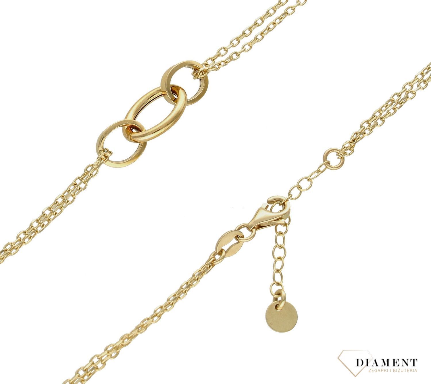 Złoty naszyjnik 585 podwójny naszyjnik. Prezentowany złoty naszyjnik to doskonała propozycja dla kobiet, które cenią sobie uniwersalne i oryginalne dodatki.Naszyjnik w takiej formie to ciekawy model, który z pewnością zachwy.jpg