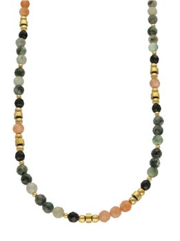 Naszyjnik damski kolorowe kamienie naturalne szmaragd, spinel DIA-NSZ-8054-925. Naszyjniki z kamieniami naturalnymi od lat zachwycają elegancją i ponadczasowym pięknem. Drobne koraliki kamieni naturalnych w odcieniach szarości.jpg
