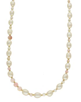 Naszyjnik damski kolorowe kamienie naturalne z perłą i opalem DIA-NSZ-8055-925. Naszyjniki z kamieniami naturalnymi od lat zachwycają elegancją i ponadczasowym pięknem. Drobne koraliki kamieni naturalnych odcieniu jasnego różu.jpg