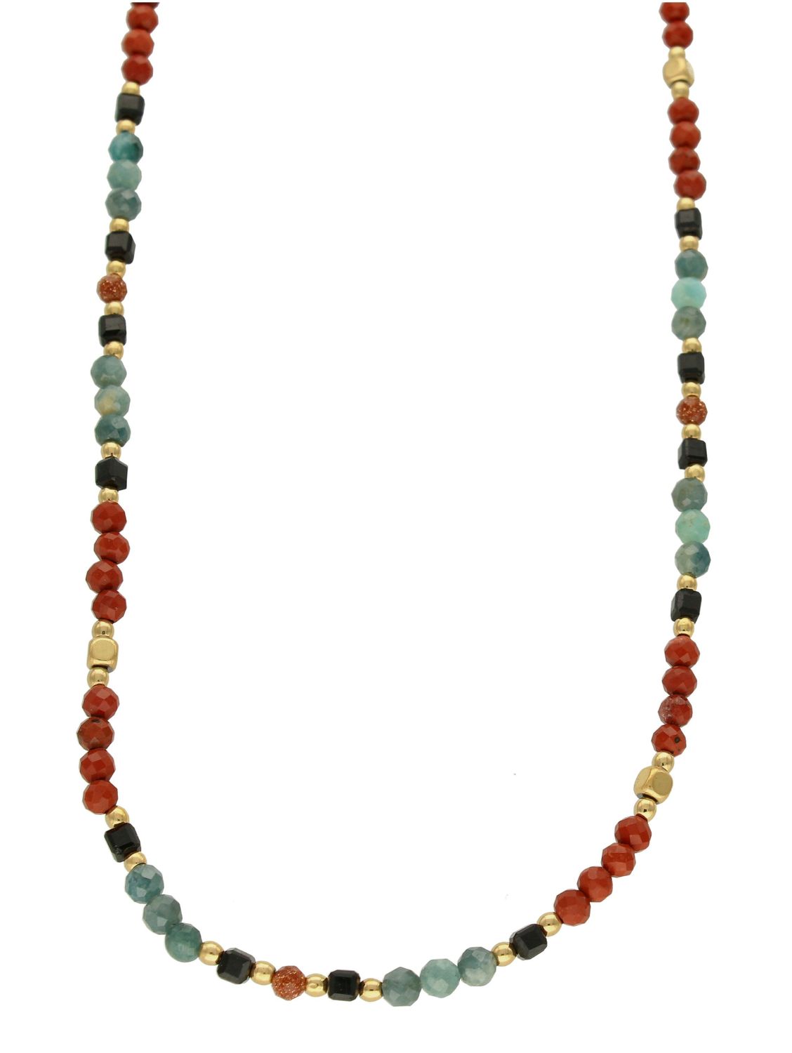 Naszyjnik damski kolorowe kamienie naturalne jaspis, turmalin, piasek pustyni DIA-NSZ-8057-925.  Naszyjniki z kamieniami naturalnymi od lat zachwycają elegancją i ponadczasowym pięknem. Drobne koraliki kamieni naturalnych..jpg