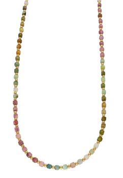 Naszyjnik damski kolorowe kamienie naturalne agat, turmalin DIA-NSZ-8063-925. Naszyjniki z kamieniami naturalnymi od lat zachwycają elegancją i ponadczasowym pięknem. Drobne koraliki kamieni naturalnych w odcieniach różu i zie.jpg