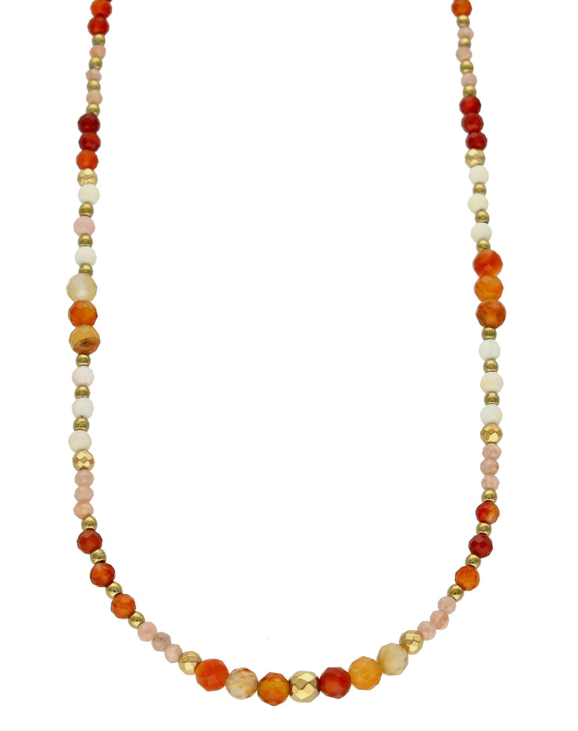 Naszyjnik damski kolorowe kamienie naturalne agat,opal,karneol DIA-NSZ-8066-925. Naszyjniki z kamieniami naturalnymi od lat zachwycają elegancją i ponadczasowym pięknem. Drobne koraliki kamieni naturalnych w odcieniach czerwie.jpg