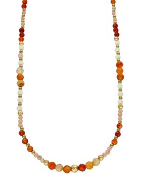 Naszyjnik damski kolorowe kamienie naturalne agat,opal,karneol DIA-NSZ-8066-925. Naszyjniki z kamieniami naturalnymi od lat zachwycają elegancją i ponadczasowym pięknem. Drobne koraliki kamieni naturalnych w odcieniach czerwie.jpg