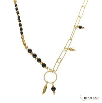 Naszyjnik damski srebrny pokryty złotem kamienie naturalne onyks, spinel DIA-NSZ-8130-925. Modny naszyjnik na lato. Biżuteria z kamieniami naturalnymi. Naszyjnik spinacze. Darmowa dostawa..jpg
