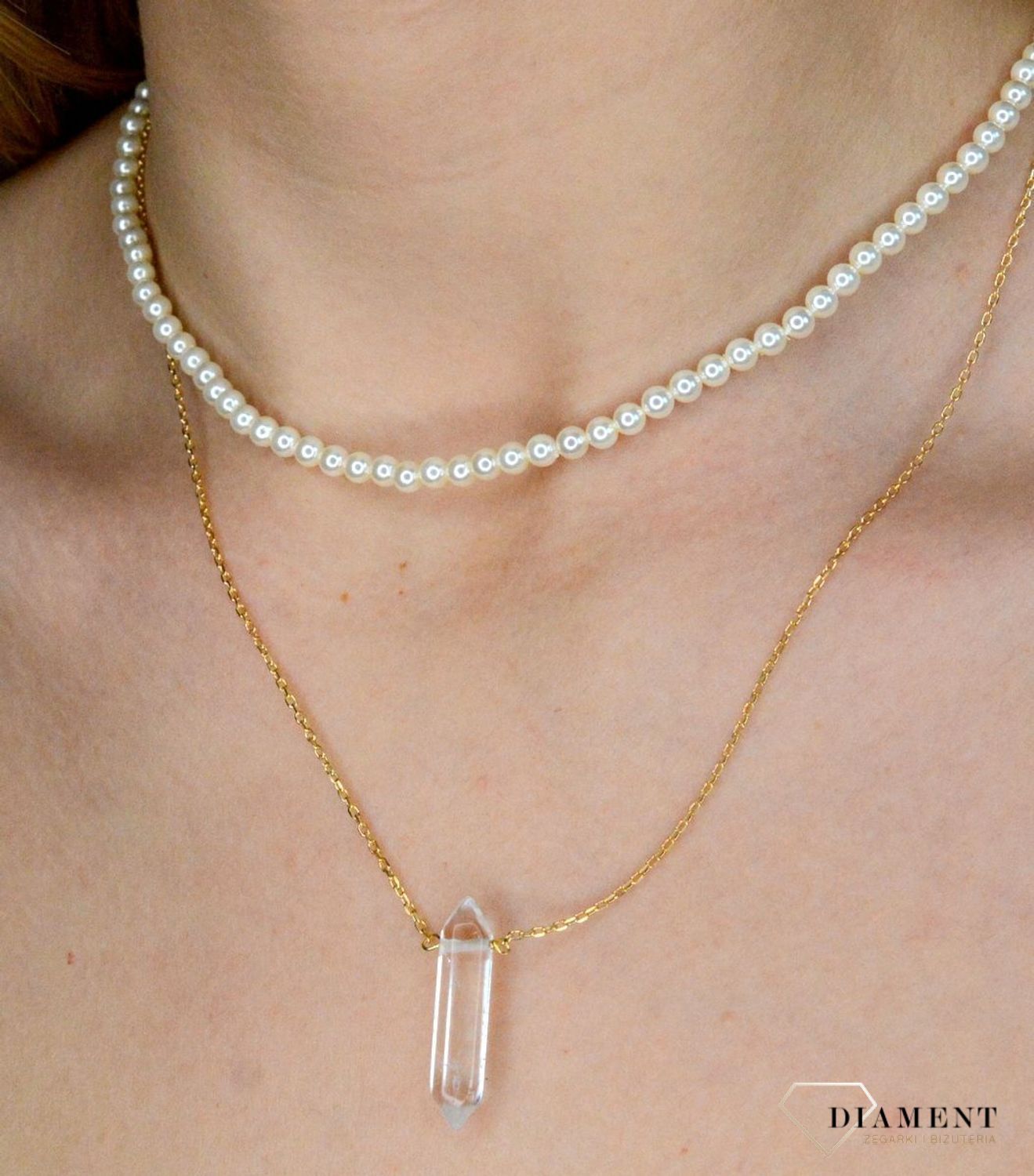 Naszyjnik srebrny pozłacany z kryształem górskim DIA-NSZ-8133-925..jpg