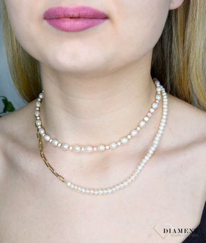 Naszyjnik damski kamienie naturalne perły ze złotymi spinaczami DIA-NSZ-8154-925.  Naszyjniki z perłami. Prezent dla żony, Prezent dla mamy.  (1).JPG