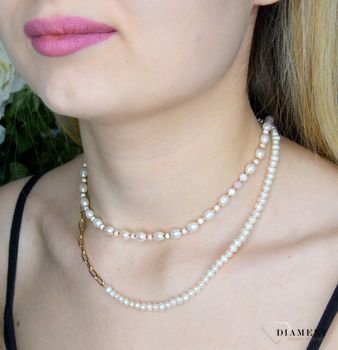 Naszyjnik damski kamienie naturalne perły ze złotymi spinaczami DIA-NSZ-8154-925.  Naszyjniki z perłami. Prezent dla żony, Prezent dla mamy.  (2).JPG