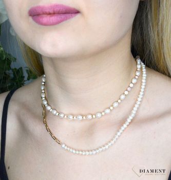 Naszyjnik damski kamienie naturalne perły ze złotymi spinaczami DIA-NSZ-8154-925.  Naszyjniki z perłami. Prezent dla żony, Prezent dla mamy.  (3).JPG