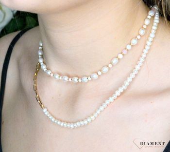 Naszyjnik damski kamienie naturalne perły ze złotymi spinaczami DIA-NSZ-8154-925.  Naszyjniki z perłami. Prezent dla żony, Prezent dla mamy.  (4).JPG