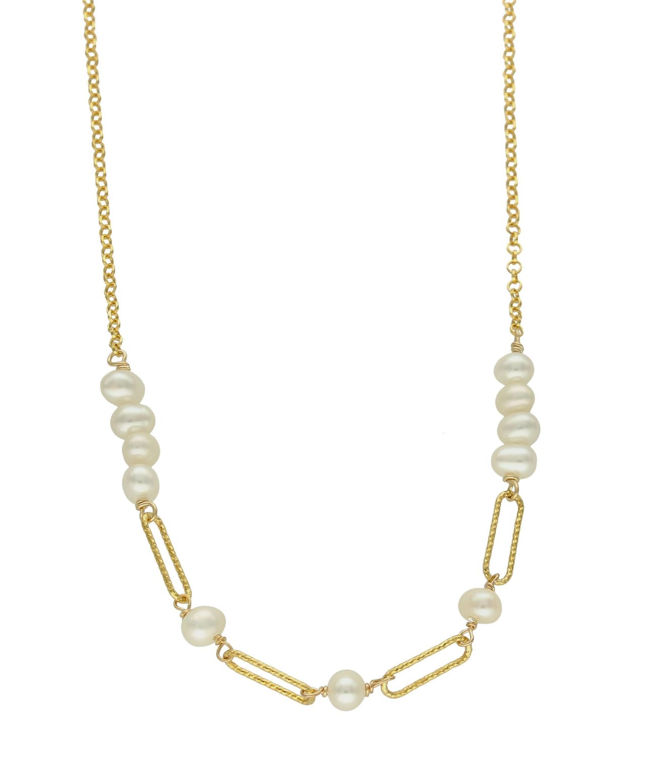 Naszyjnik damski kamienie naturalne perły ze złotymi spinaczami DIA-NSZ-8155-925. Naszyjniki z kamieniami naturalnymi od lat zachwycają elegancją i ponadczasowym pięknem. Drobne koraliki kamieni naturalnych odcieniu białym..jpg