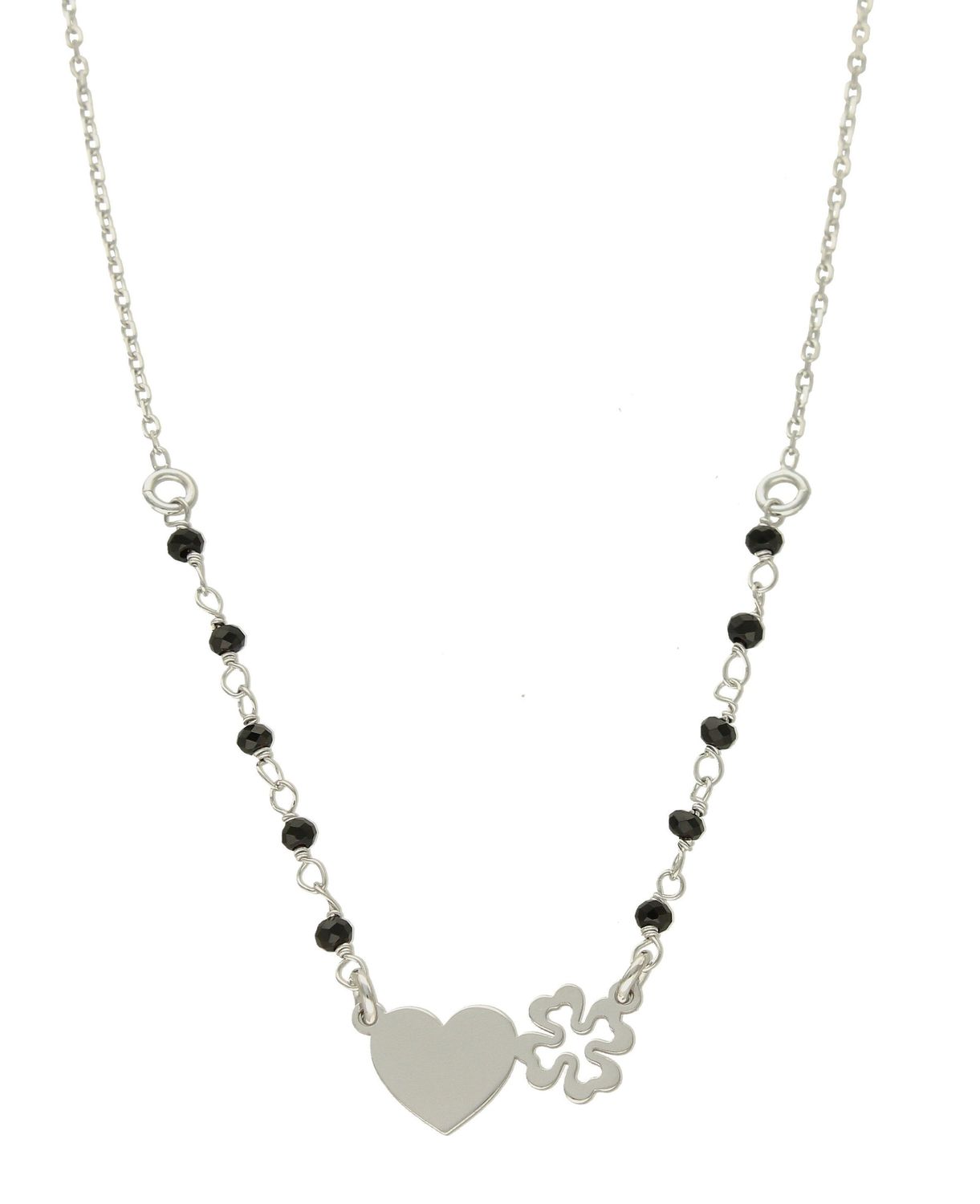 Naszyjnik srebrny damski z czarnymi koralikami DIA-NSZ-8558-925.  Naszyjnik będzie świetnym dodatkiem pasującym do wielu stylizacji. Jest idealnym pomysłem na prezent.Naszyjnik srebrny z połyskującymi elementami..jpg