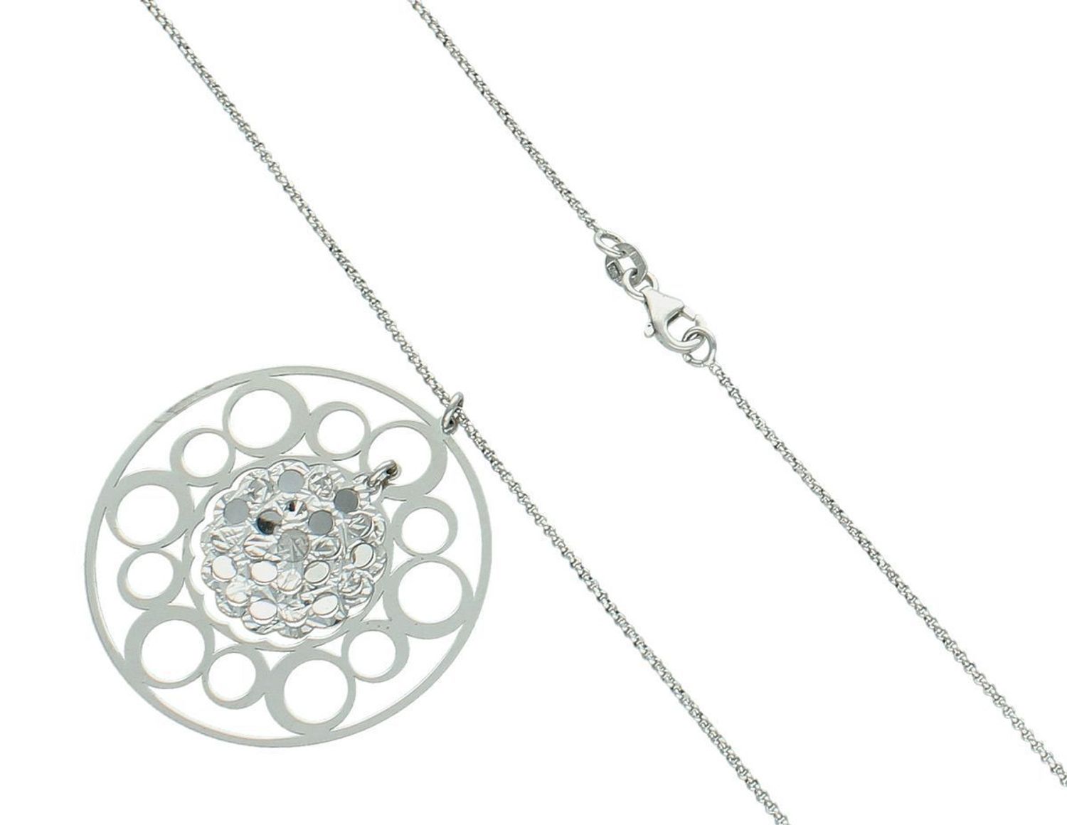 Naszyjnik damski długi ażurowe kółko rozmiar 80, DIA-NSZ-8601-925 Elegancki naszyjnik damski z długim łańcuszkiem, zakończony ażurowym kółkiem, wykonany z wysokiej jakości srebra próby 925 1.jpg