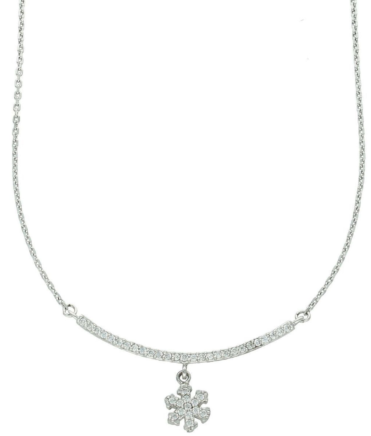 Naszyjnik damski ze srebra 925 – model DIA-NSZ-8782-925 z zawieszką śnieżynką i cyrkonią 8 mm. Długość 45+2 cm, waga 3,50 g. Idealny prezent, piękna zimowa elegancja.1.jpg