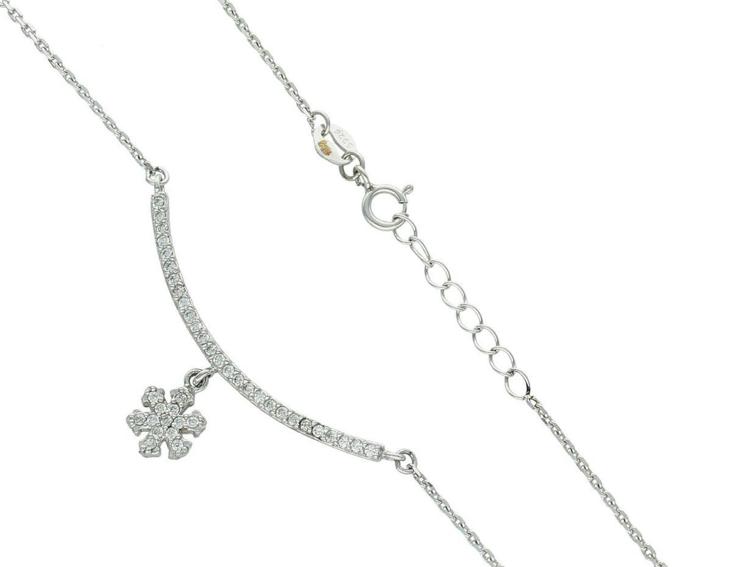 Naszyjnik damski ze srebra 925 – model DIA-NSZ-8782-925 z zawieszką śnieżynką i cyrkonią 8 mm. Długość 45+2 cm, waga 3,50 g. Idealny prezent, piękna zimowa elegancja.1.jpg