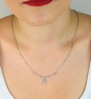 Naszyjnik damski ze srebra 925 – model DIA-NSZ-8782-925 z zawieszką śnieżynką i cyrkonią 8 mm. Długość 45+2 cm, waga 3,50 g. Idealny prezent, piękna zimowa elegancja (1).JPG