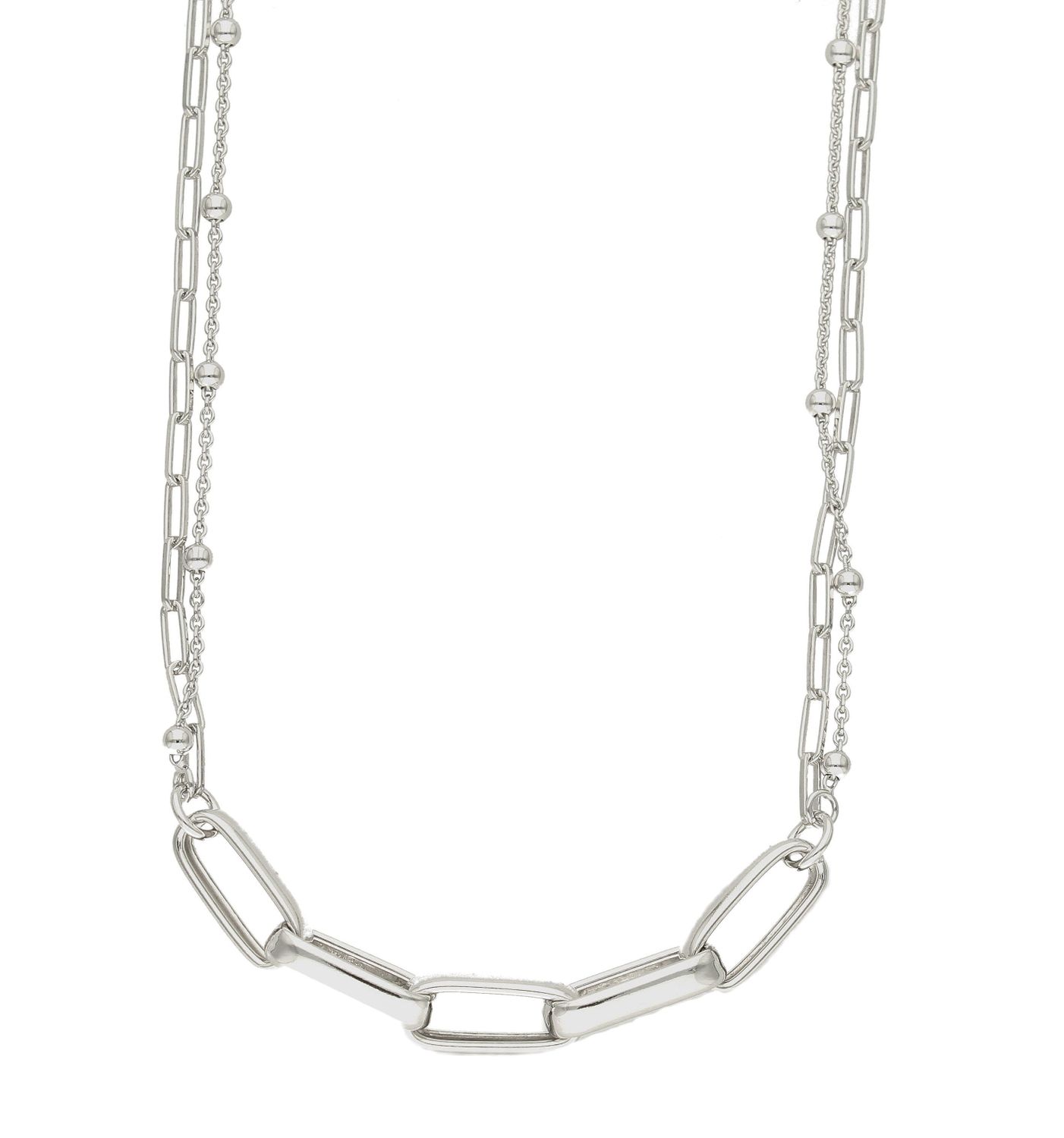 Naszyjnik srebrny damski podwójny łańcuszek Spinacze DIA-NSZ-9114-925. Naszyjnik wykonany z najwyższej próby srebra w połączeniu z przepięknymi elementami ozdobnymi w formie podłużnych spinaczy. Jest idealnym pomysłem na preze.jpg