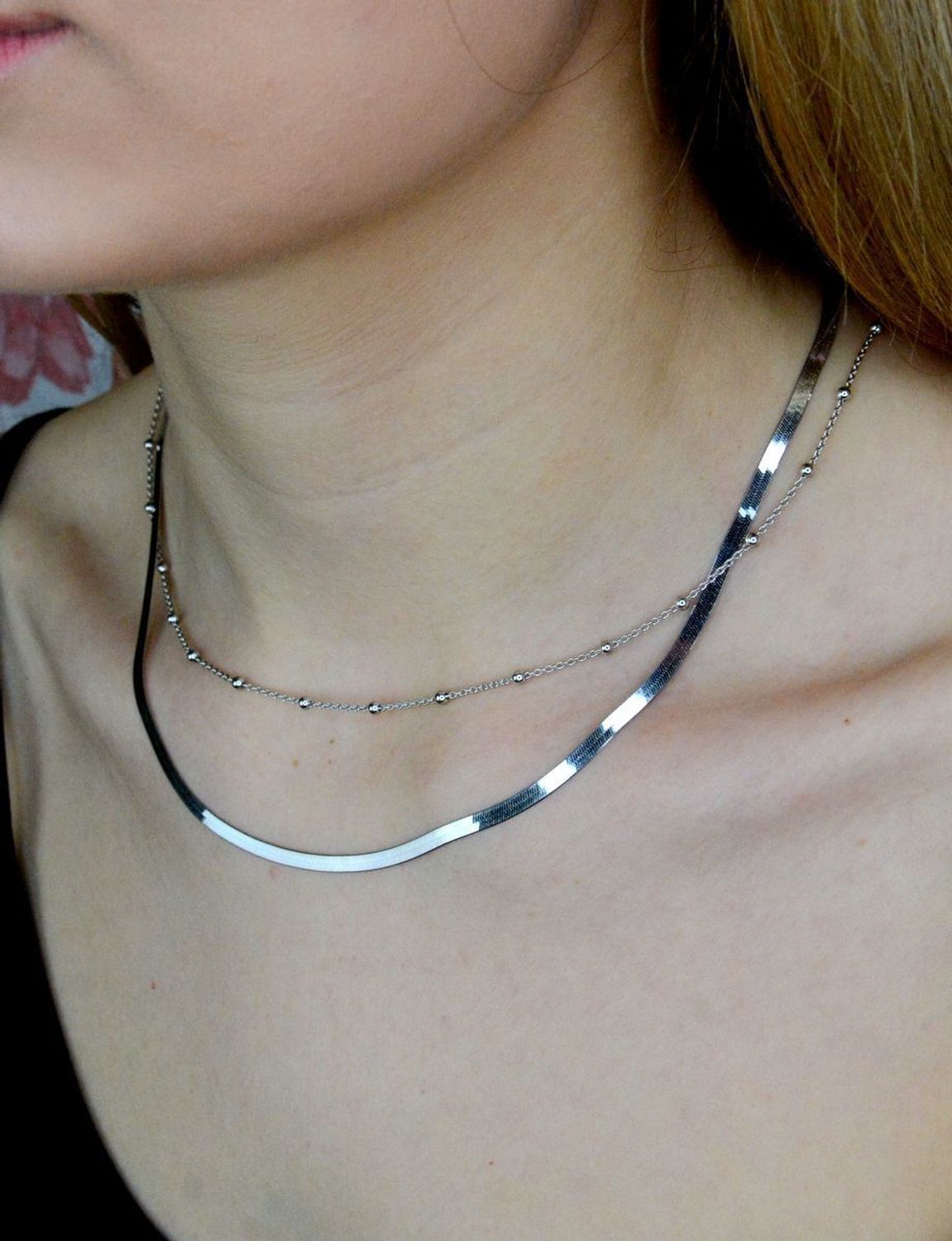 Naszyjnik srebrny damski żmijka z ozdobnymi kuleczkami DIA-NSZ-9116-925. Naszyjnik wykonany z najwyższej próby srebra o dwóch połączonych łańcuszkach, żmijka i ankier z ozdobnymi kuleczkami. Naszyjnik damski srebrny jest ideal.jpg