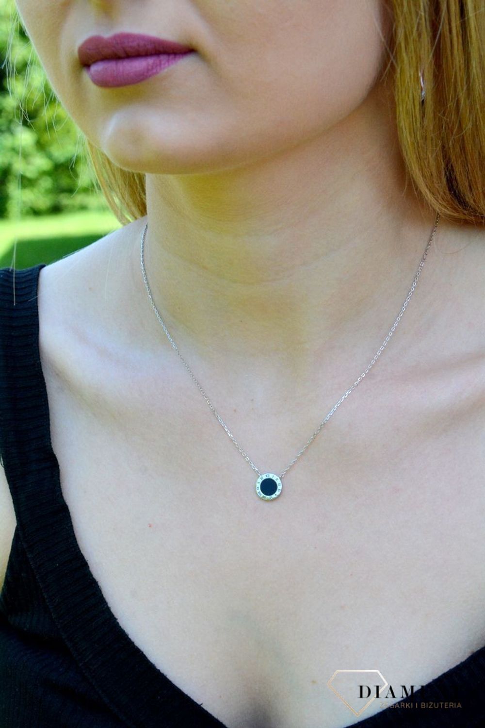 Srebrny naszyjnik damski celebrytka kółeczko z onyksem DIA-NSZ-9454-925df.jpg