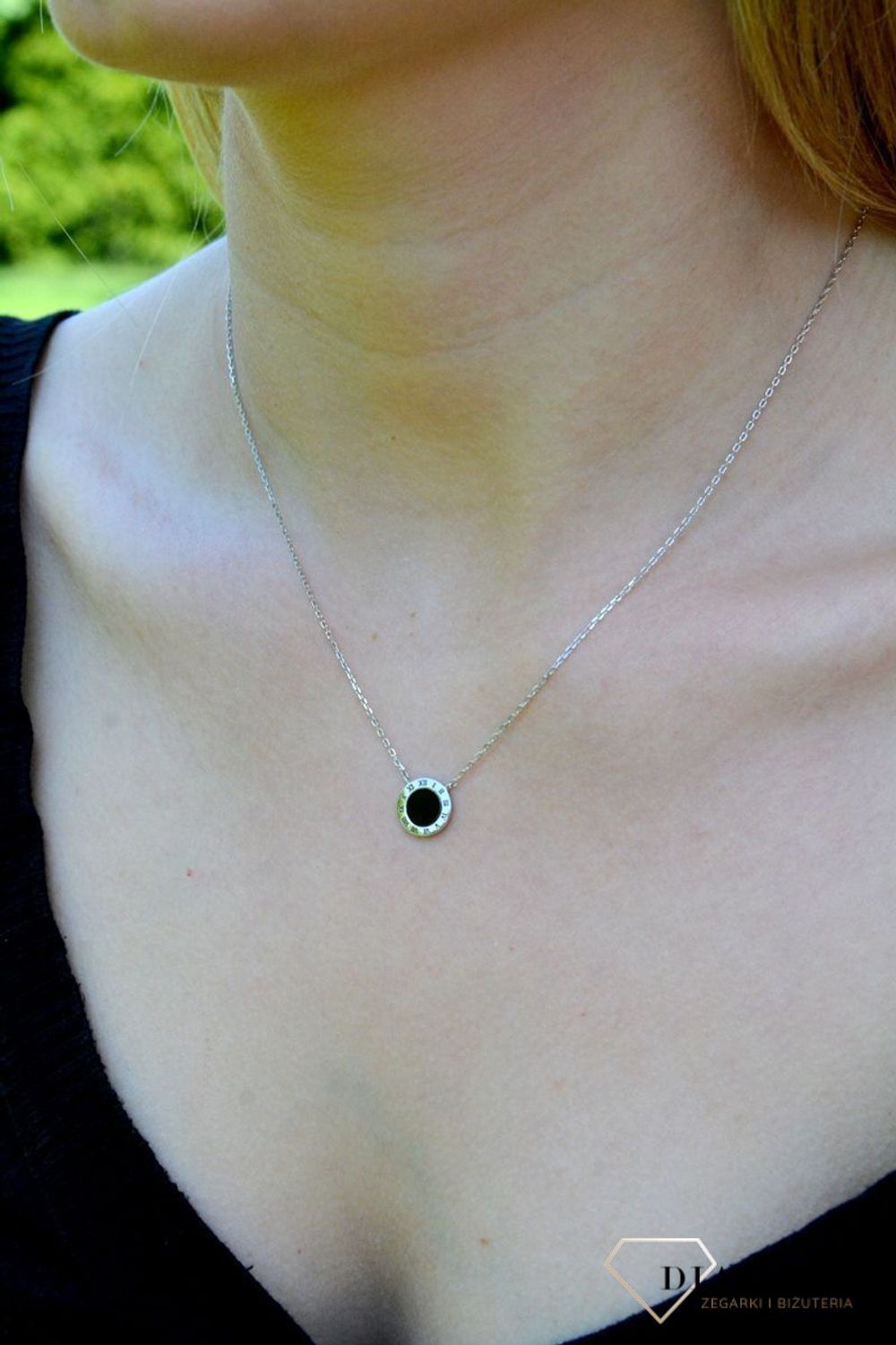 Srebrny naszyjnik damski celebrytka kółeczko z onyksem DIA-NSZ-9454-925df.jpg
