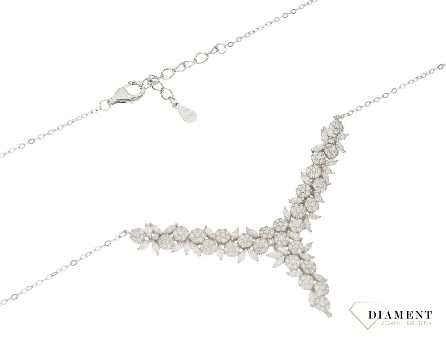 Srebrny naszyjnik damski elegancka kolia z cyrkoniami DIA-NSZ-9682-925. Srebrny naszyjnik damski. Biżuteria ślubna. Naszyjnik srebrny damski. Srebrna kolia z cyrkoniami. Naszyjnik ślubny na prezent (2).jpg