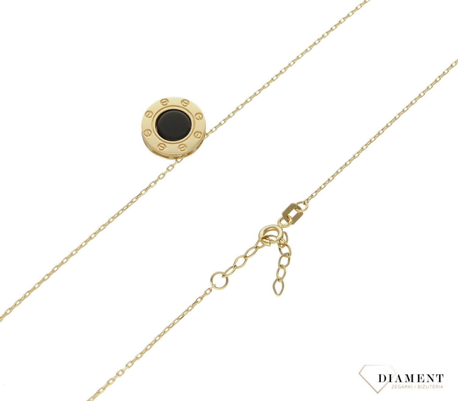 Złoty naszyjnik 585 typu Cartier z czarną emalią DIA-NSZ-9703-585 (1).jpg