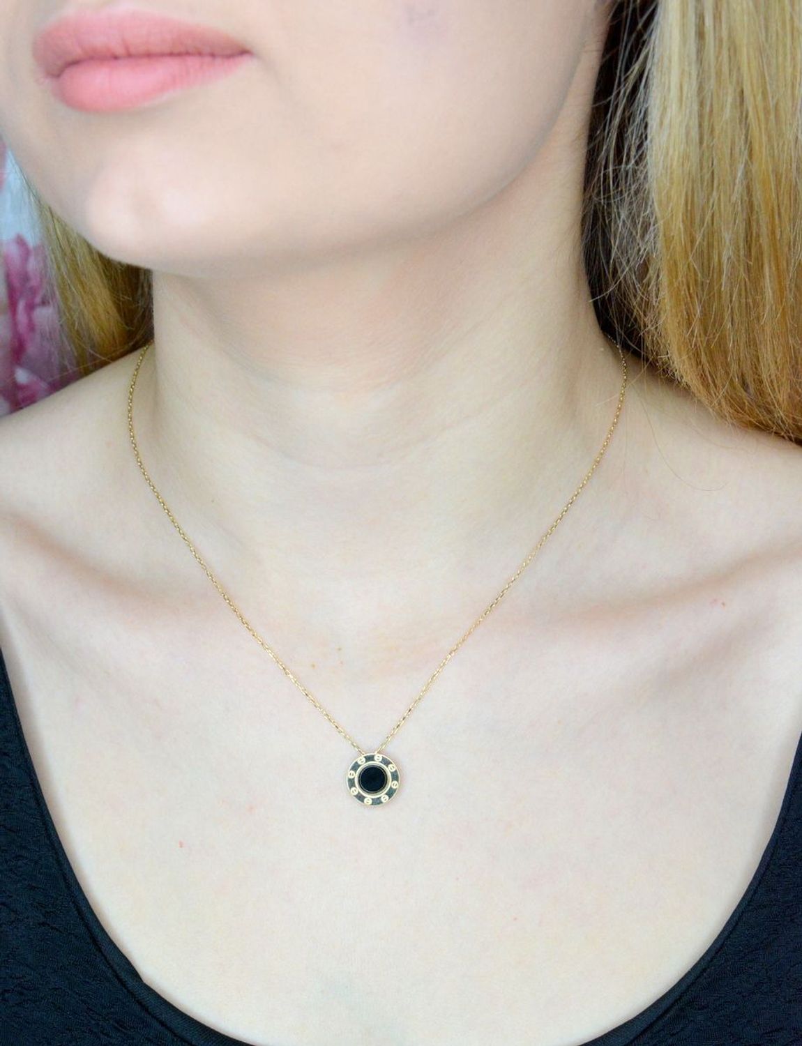 Złoty naszyjnik 585 typu Cartier z czarną emalią DIA-NSZ-9703-585 (1).jpg