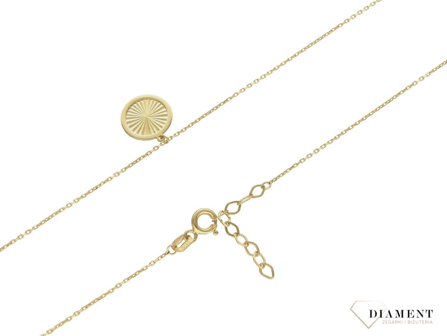 Złoty naszyjnik 585 z okrągłą blaszką DIA-NSZ-9708-585.jpg