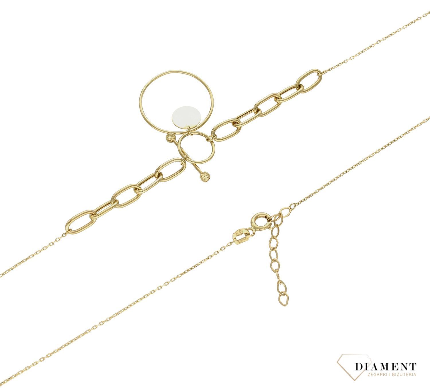 Złoty naszyjnik 585 celebrytka z podłużnymi oczkami i ozdobnymi kółkami DIA-NSZ-9709-585 (1).jpg