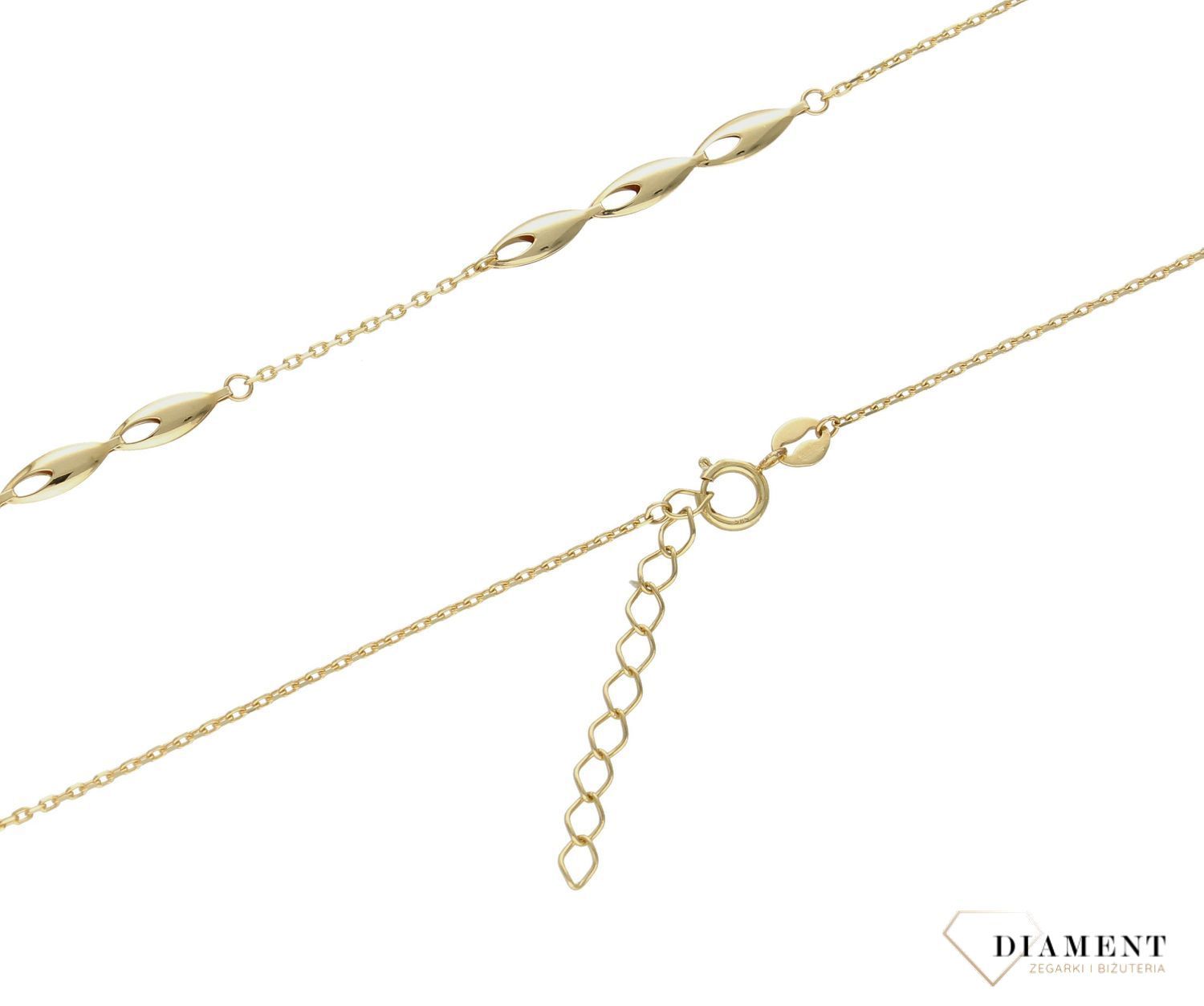 Złoty naszyjnik 585  Dall'acqua połączenie łańcuszka oraz płaskich blaszek DIA-NSZ-9712-585 (1).jpg