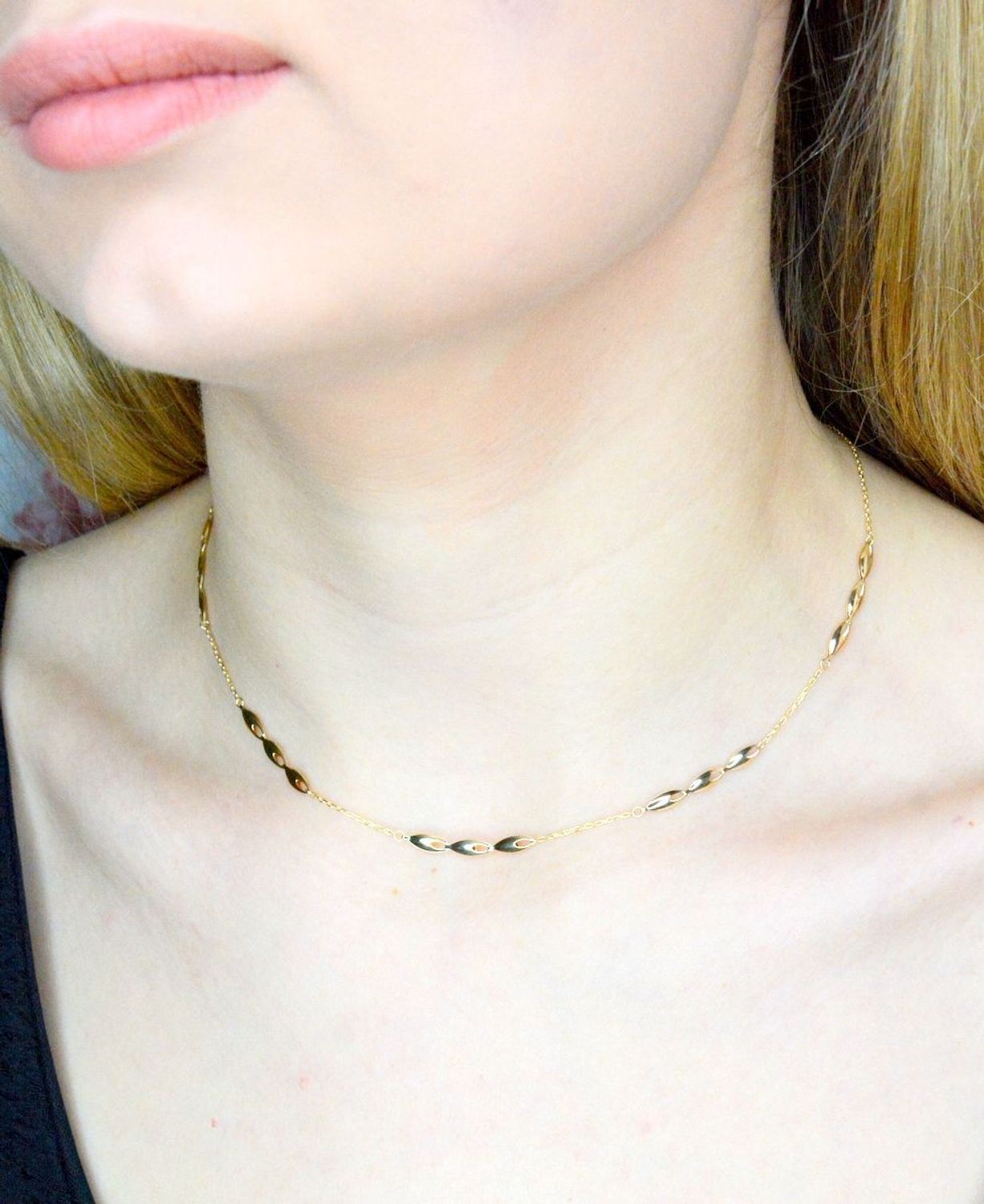 Złoty naszyjnik 585  Dall'acqua połączenie łańcuszka oraz płaskich blaszek DIA-NSZ-9712-585 (1).jpg