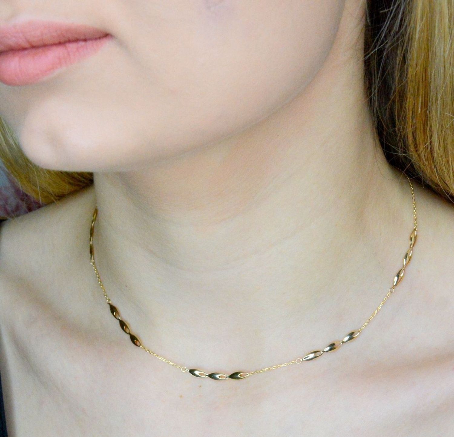 Złoty naszyjnik 585  Dall'acqua połączenie łańcuszka oraz płaskich blaszek DIA-NSZ-9712-585 (1).jpg