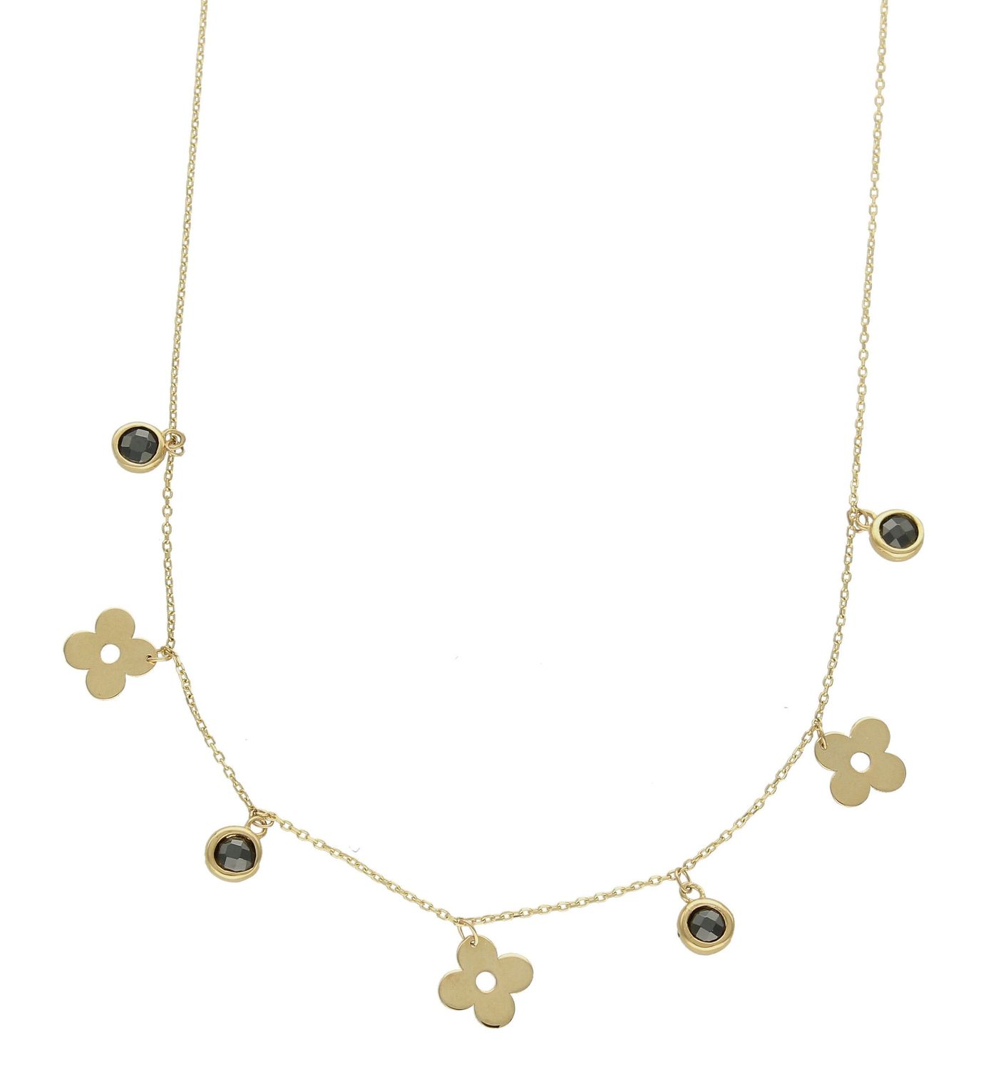 Naszyjnik złoty 585 z kwiatkami i czarnymi cyrkoniami DIA-NSZ-9714-585 (2).jpg