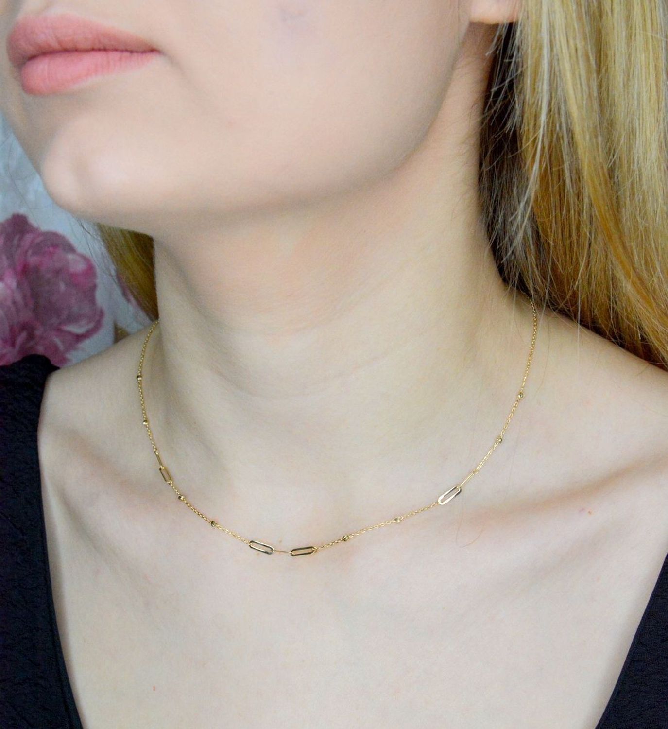 Naszyjnik złoty 585 ozdobiony łańcuchem i kulkami DIA-NSZ-9717-585 (2).jpg