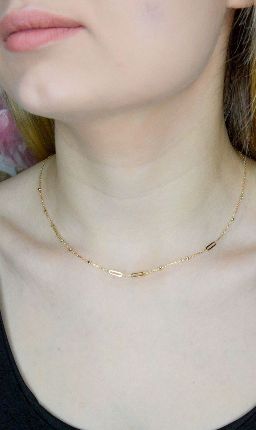 Naszyjnik złoty 585 ozdobiony łańcuchem i kulkami DIA-NSZ-9717-585 (2).jpg