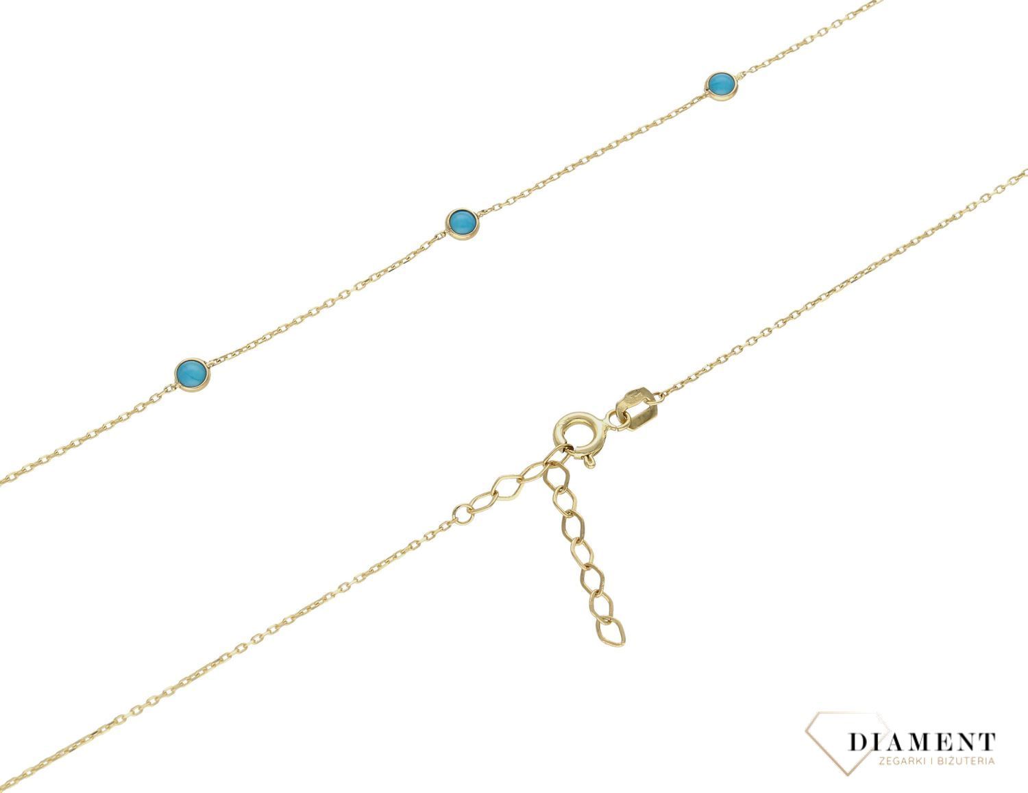 Złoty naszyjnik 585 z niebieskimi elementami DIA-NSZ-9720-585 (1).jpg