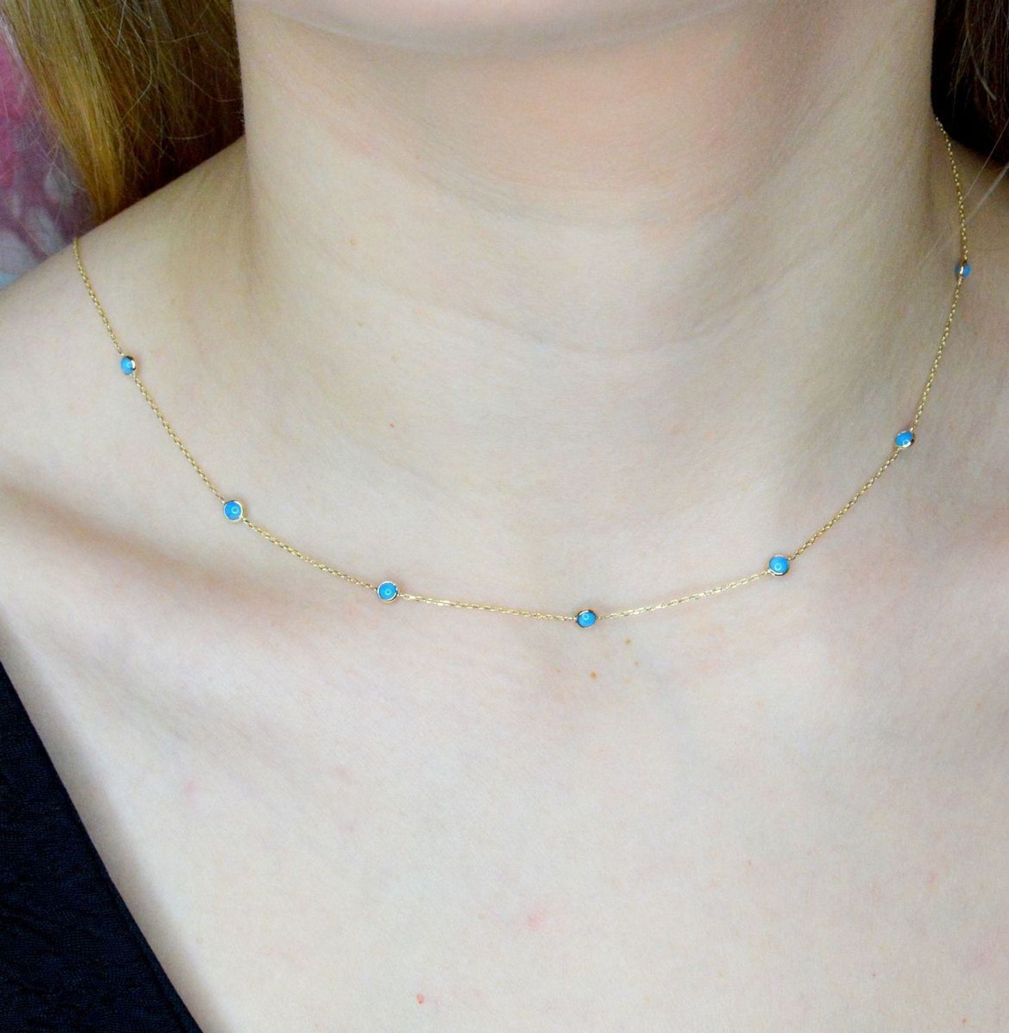 Złoty naszyjnik 585 z niebieskimi elementami DIA-NSZ-9720-585 (1).jpg