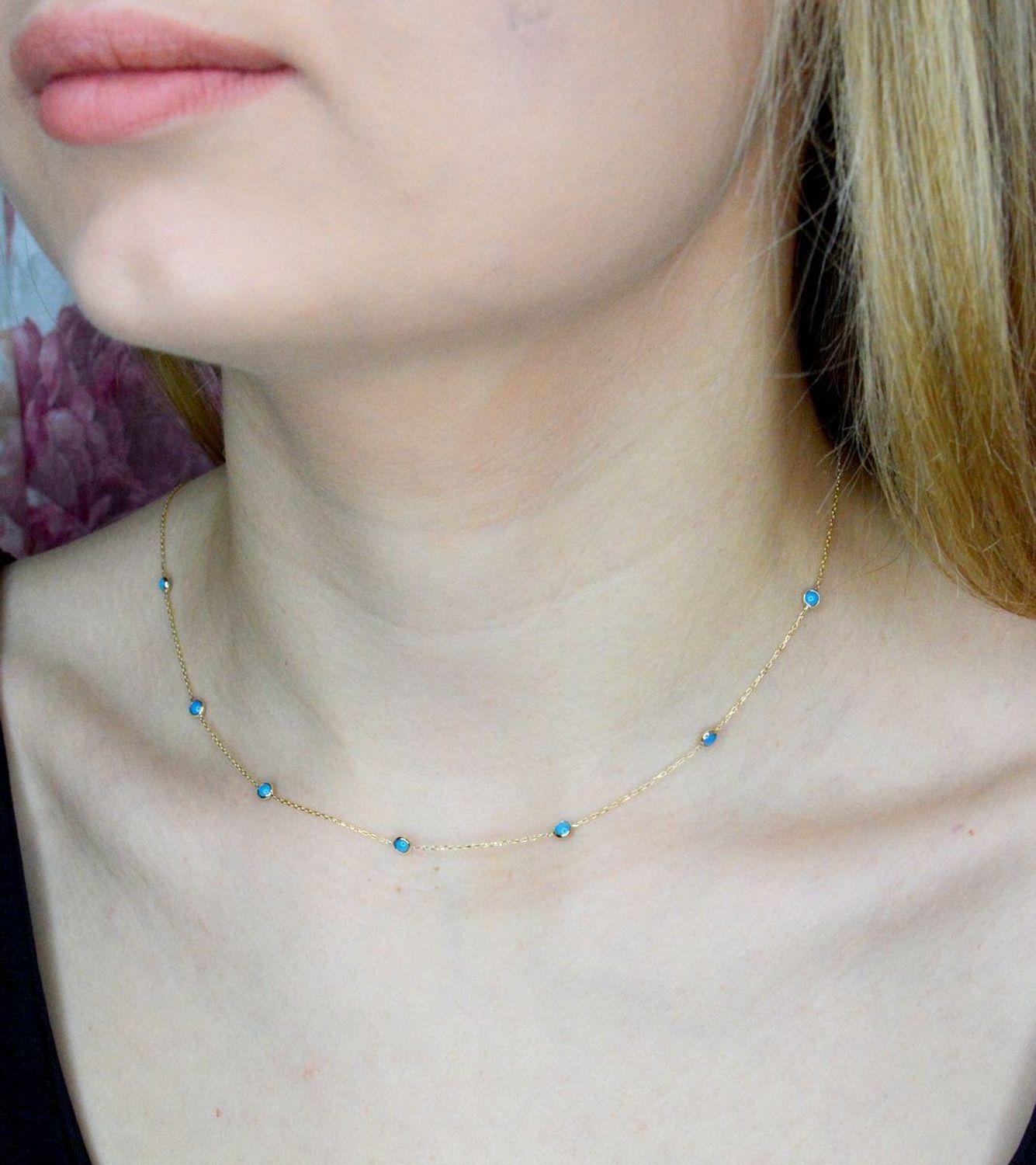 Złoty naszyjnik 585 z niebieskimi elementami DIA-NSZ-9720-585 (1).jpg