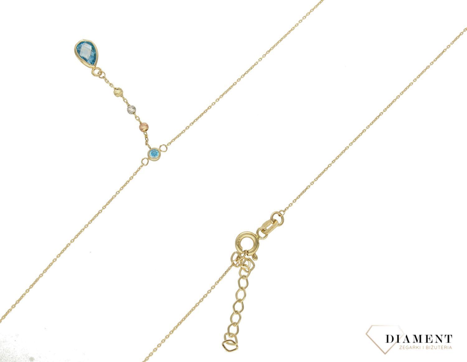 Naszyjnik złoty 585 z krawatką i niebieskimi cyrkoniami DIA-NSZ-9725-585 (2).jpg
