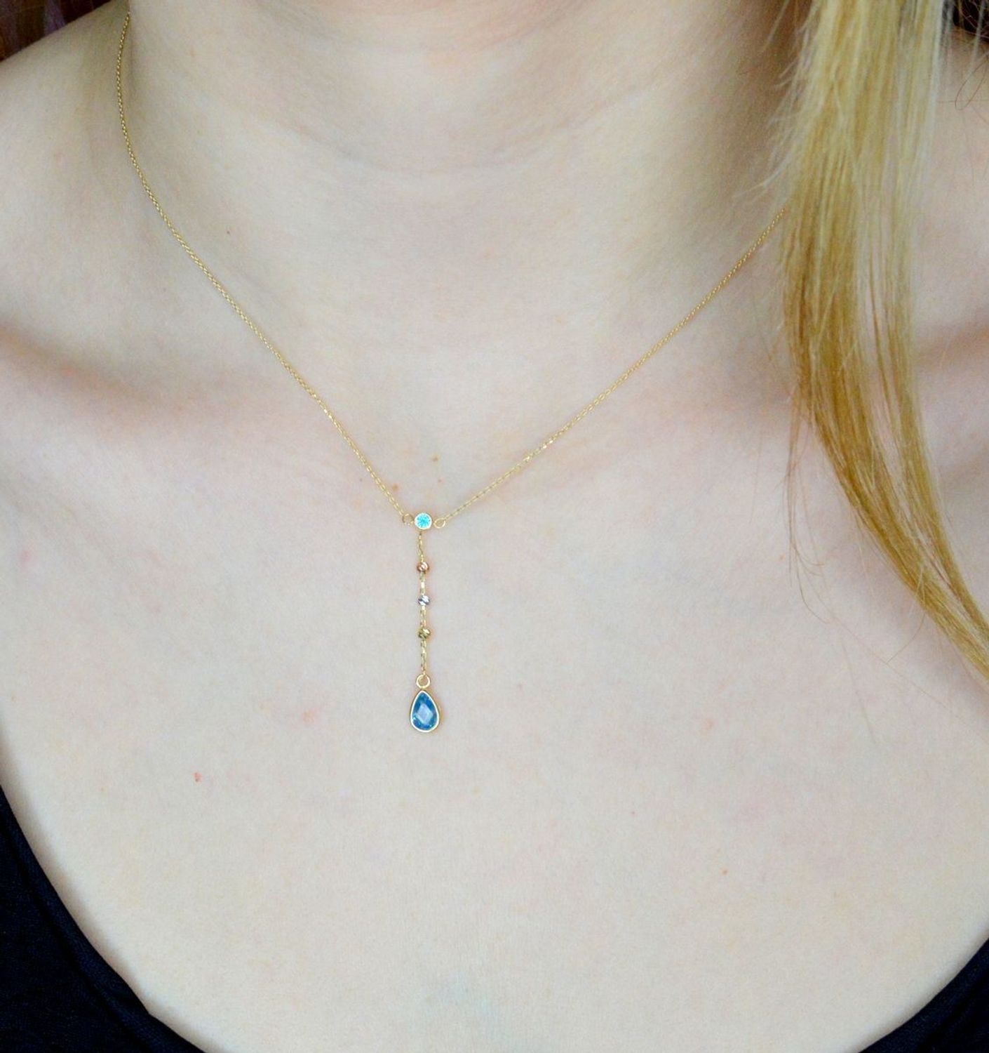 Naszyjnik złoty 585 z krawatką i niebieskimi cyrkoniami DIA-NSZ-9725-585 (2).jpg