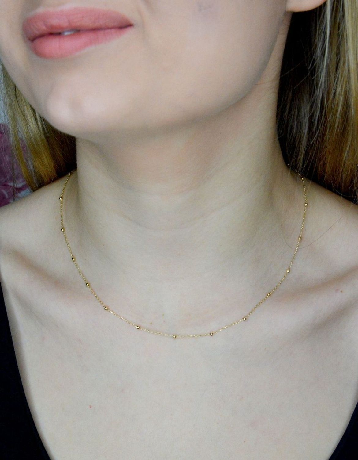 Naszyjnik złoty 585 celebrytka z kuleczkami DIA-NSZ-9727-585 (2).jpg