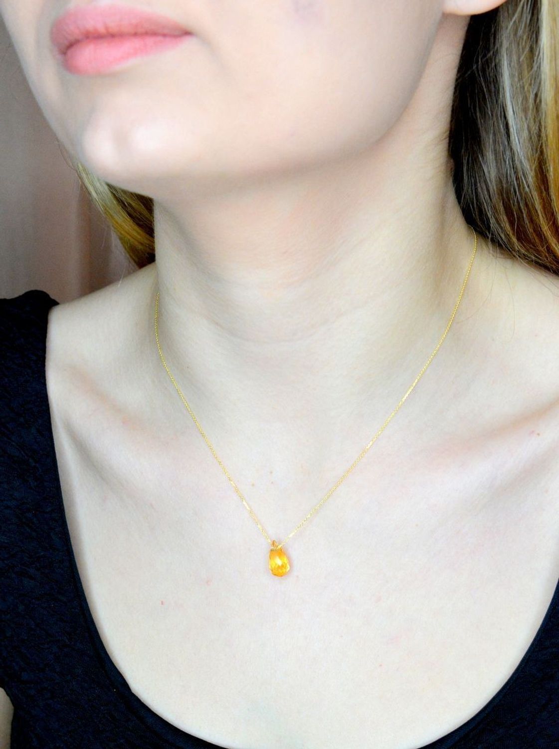 Złoty naszyjnik 585 z kamieniem naturalnym Cytryn DIA-NSZ-9973-585 (2).jpg