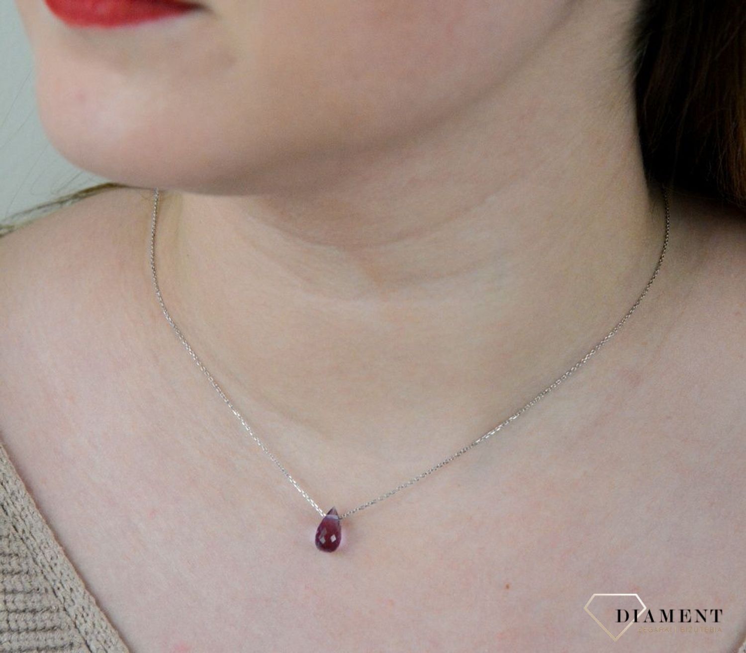 Srebrny naszyjnik celebrytka z zawieszką ametyst brazylijski DIA-NSZ-AMETYST1-925.jpg
