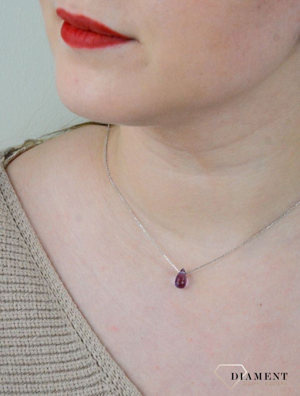 Srebrny naszyjnik celebrytka z zawieszką ametyst brazylijski DIA-NSZ-AMETYST1-925.jpg