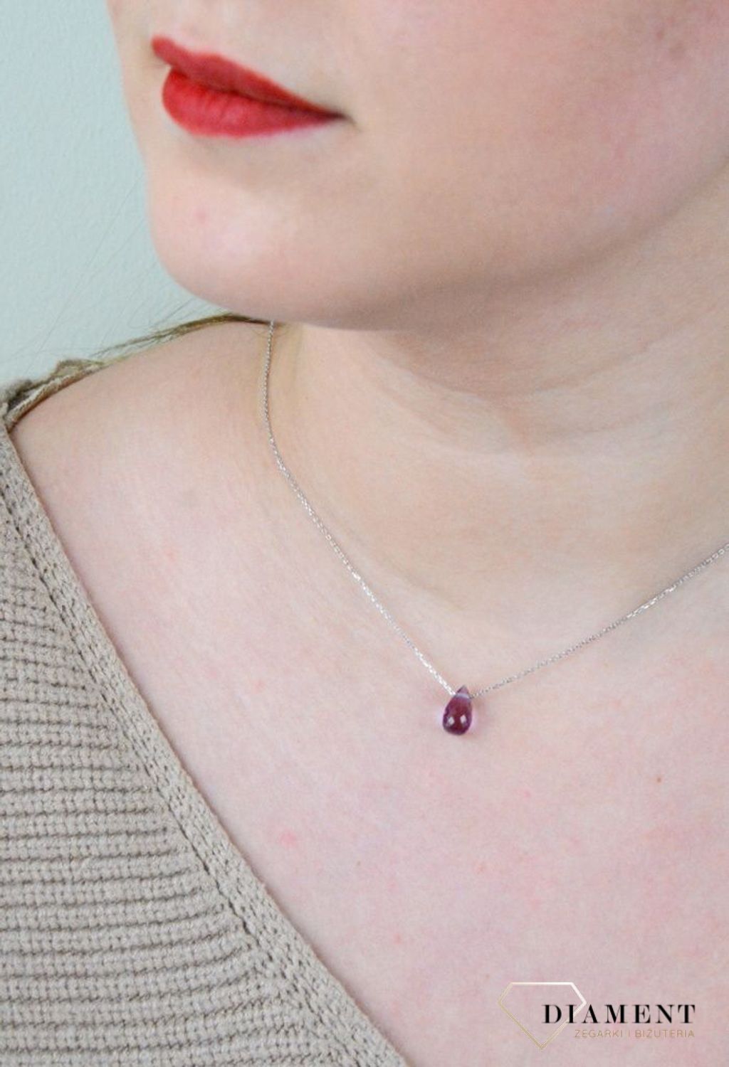 Srebrny naszyjnik celebrytka z zawieszką ametyst brazylijski DIA-NSZ-AMETYST1-925.jpg