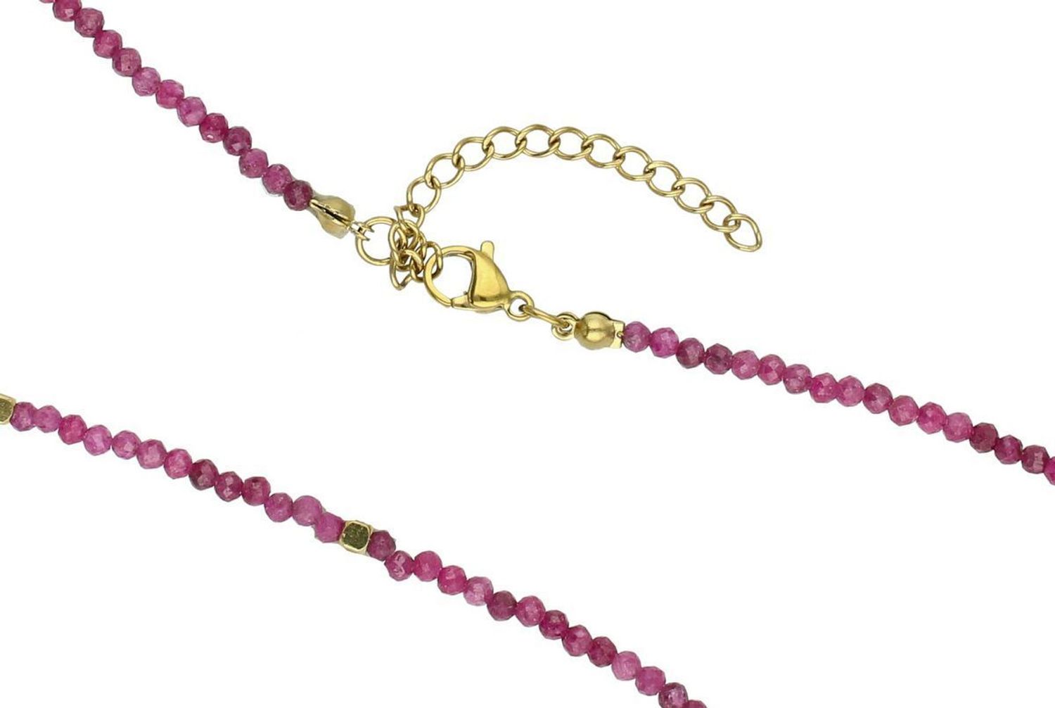 Naszyjnik damski z rubinem wykonany z naturalnych kamieni w ciemnofioletowych odcieniach. Długość 40 cm z możliwością przedłużenia o 4 cm, zapięcie ze stali szlachetnej. 1.jpg