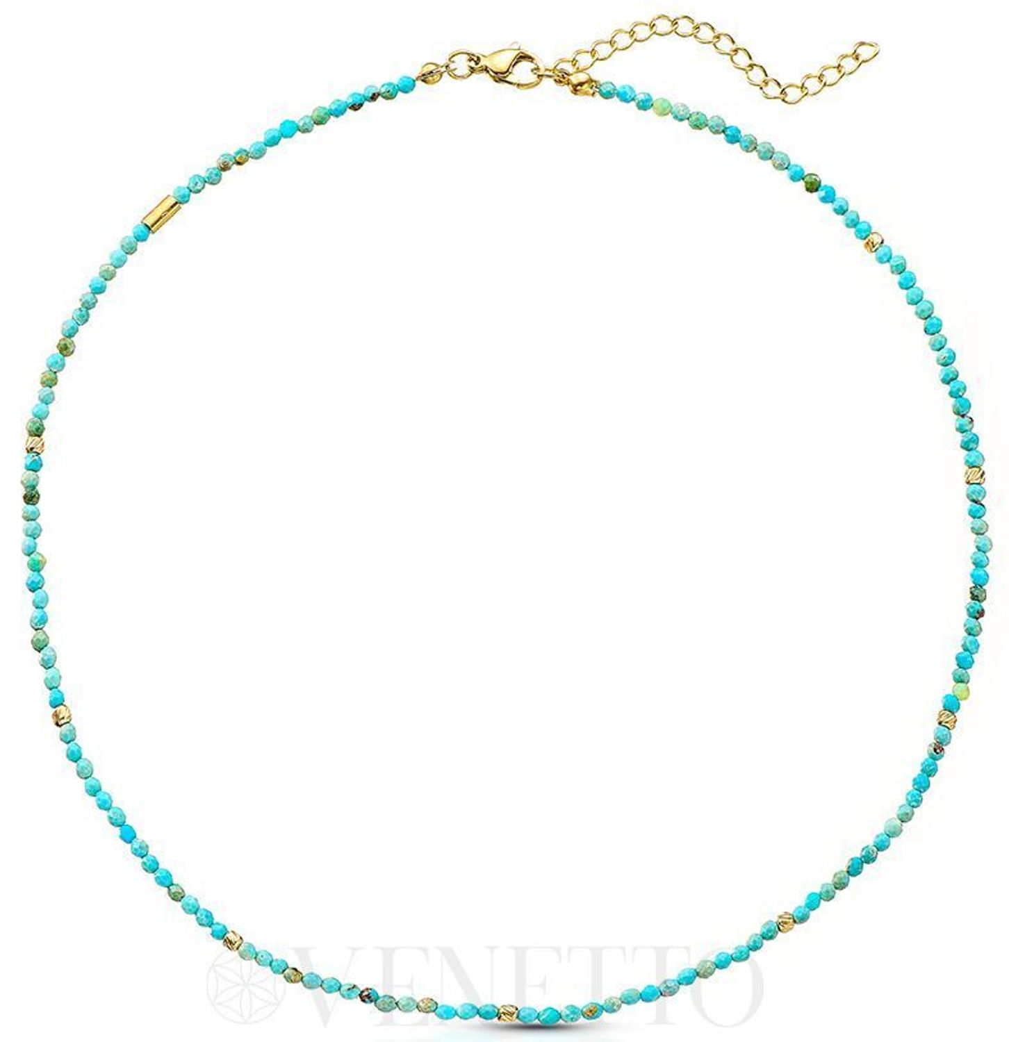 Naszyjnik turkus DIA-NSZ-A1284254-STAL Naszyjnik damski turkus. Naszyjniki z kamieniami naturalnymi od lat zachwycają elegancją i ponadczasowym pięknem. Drobne koraliki kamieni naturalnych w kolorach niebieskich1.jpg