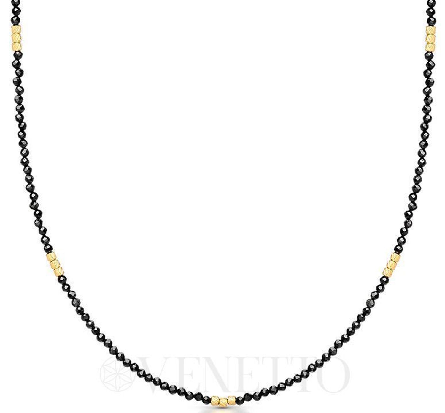 Naszyjnik damski stalowy pozłacany z naturalnym turmalinem. Długość 40 + 5 cm, zapięcie na karabińczyk. Elegancka biżuteria łącząca złoto z naturalnym kamieniem.1.jpg