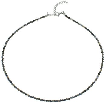Naszyjnik damski stalowy zdobiony naturalnymi szafirami, długość 40 + 5 cm, zapięcie na karabińczyk. Elegancka biżuteria z kamieniami naturalnymi.1.jpg