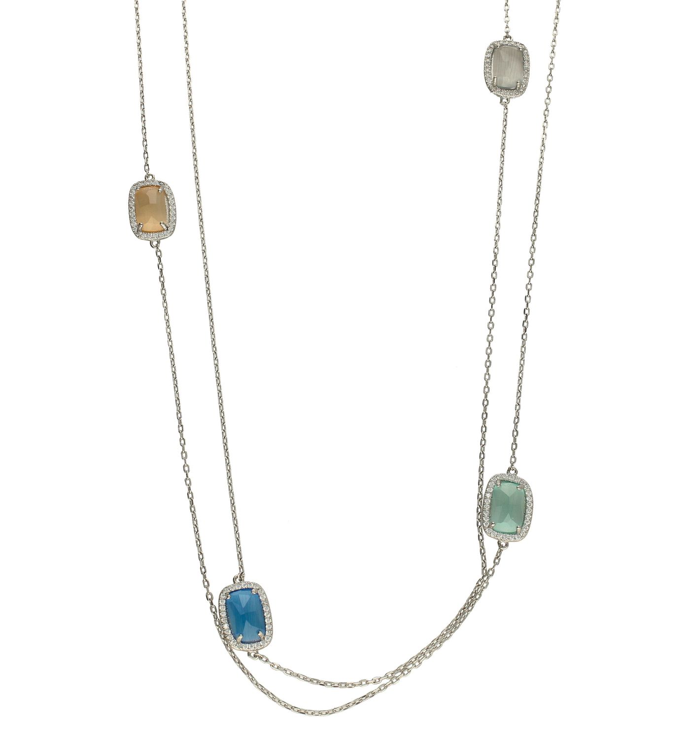 Srebrny naszyjnik celebrytka z agat ozdobiony kolorowymi kamieniami DIA-NSZ-AGATY-925.jpg