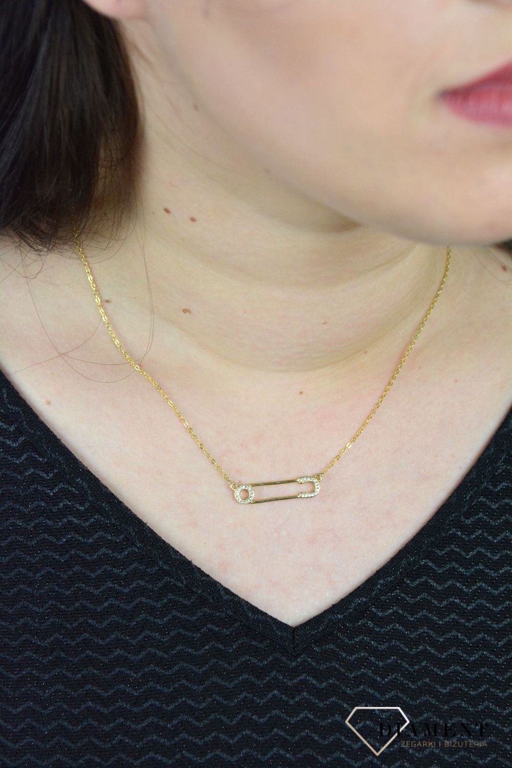 Srebrny naszyjnik celebrytka pozłacana agrafka DIA-NSZ-AGRAFKA2-Z-925.jpg